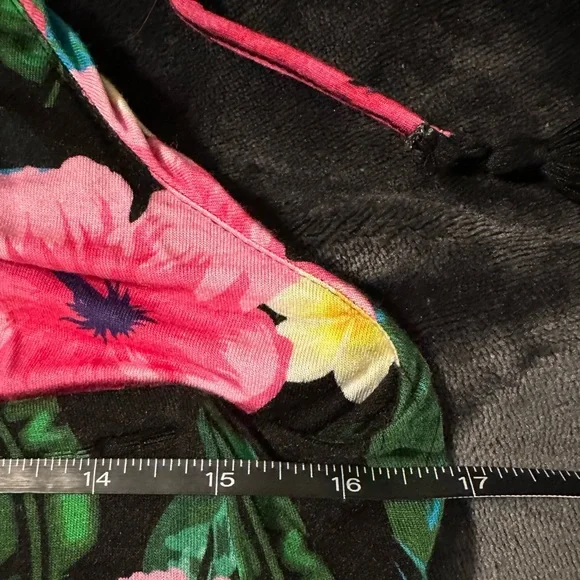 Colleen Lopez Halter Dress Vibrant Hibiscus Rayon Spandex Knee Length Large - Picture 9 of 13